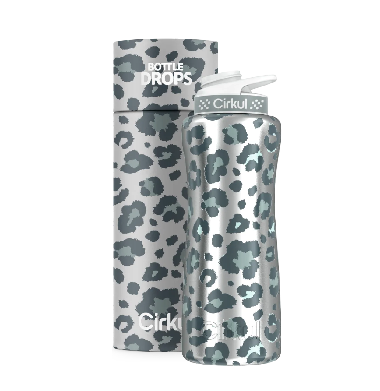 Cirkul Limited Edition: 32oz. Silver Leopard Stainless Steel Bottle & Lid