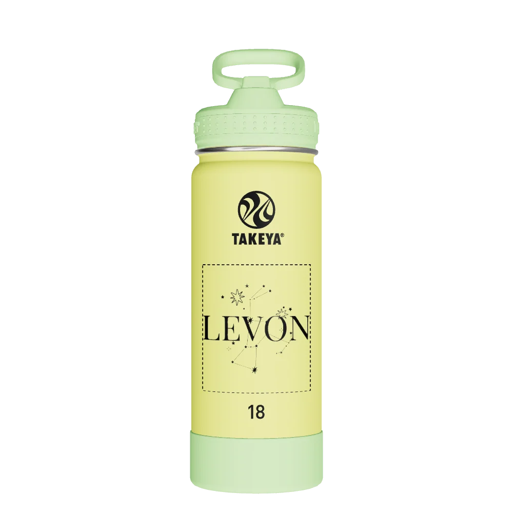 Takeya Actives Kids Glow In The Dark Water Bottle With Straw Lid - 18oz Lightning Green - Model 51075-TAKEYA-ACTIVES-KIDS-GLOW-IN-THE-DARK-WATER-BOTTLE-WITH-STRAW-LID-CUSTOMIZED-23-18OZ-LIGHTNING-GREEN