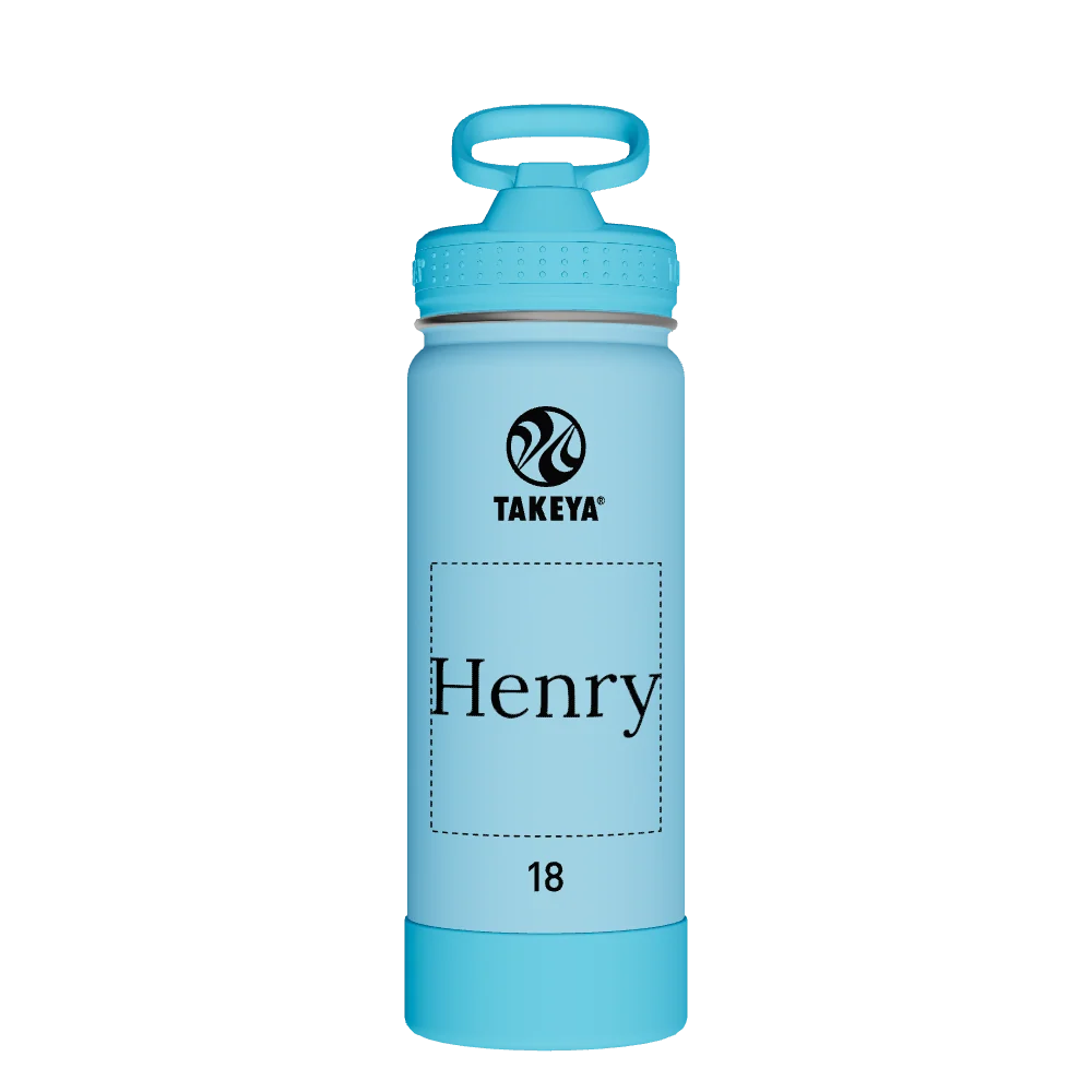 Takeya Actives Kids Glow In The Dark Water Bottle With Straw Lid - 18oz Glow Worm Blue - Model 51077-TAKEYA-ACTIVES-KIDS-GLOW-IN-THE-DARK-WATER-BOTTLE-WITH-STRAW-LID-CUSTOMIZED-6-18OZ-GLOW-WORM-BLUE