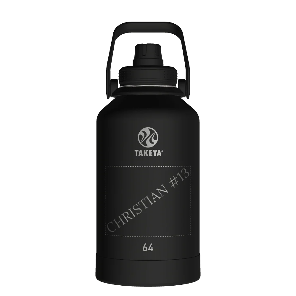 Takeya Actives Water Bottle With Spout Lid - 64oz Onyx - Model 51116-TAKEYA-ACTIVES-WATER-BOTTLE-WITH-SPOUT-LID-CUSTOMIZED-32-64OZ-ONYX