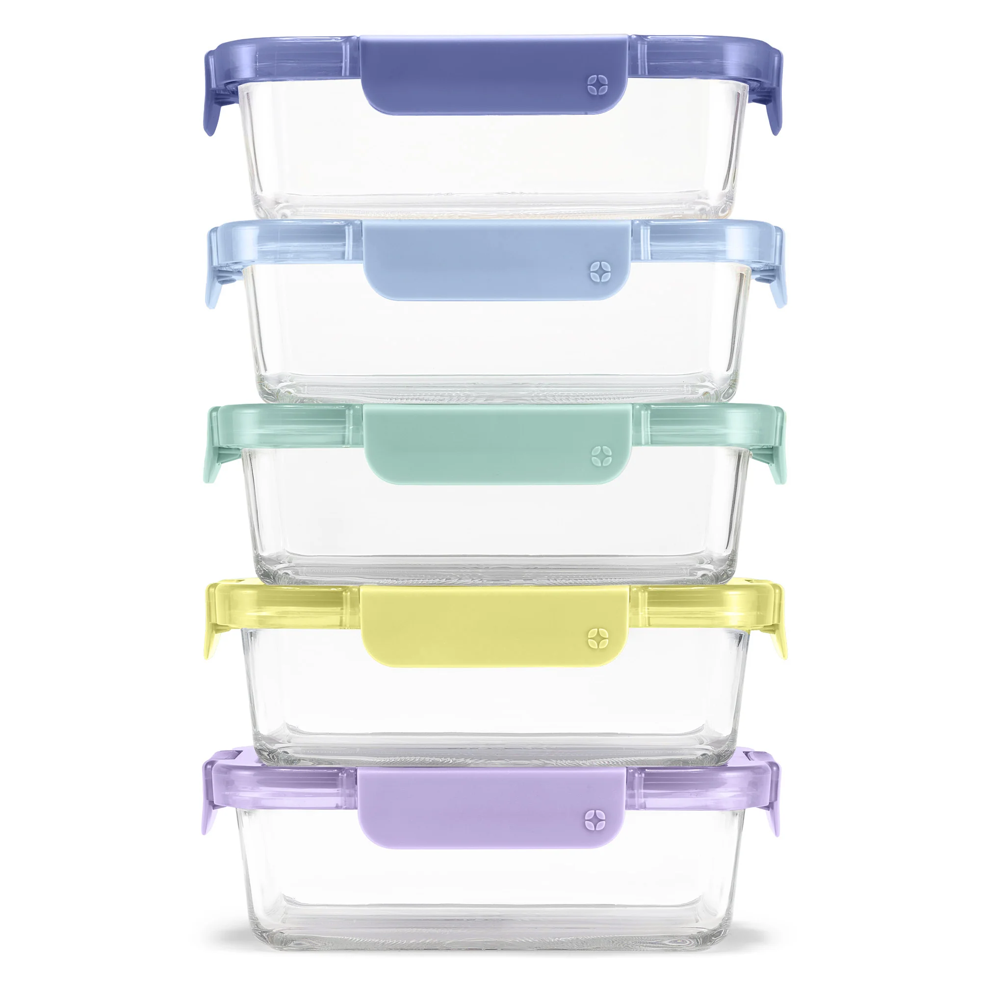 Ello Color Lock® Glass Food Storage, 3.4 Cup Set of 5