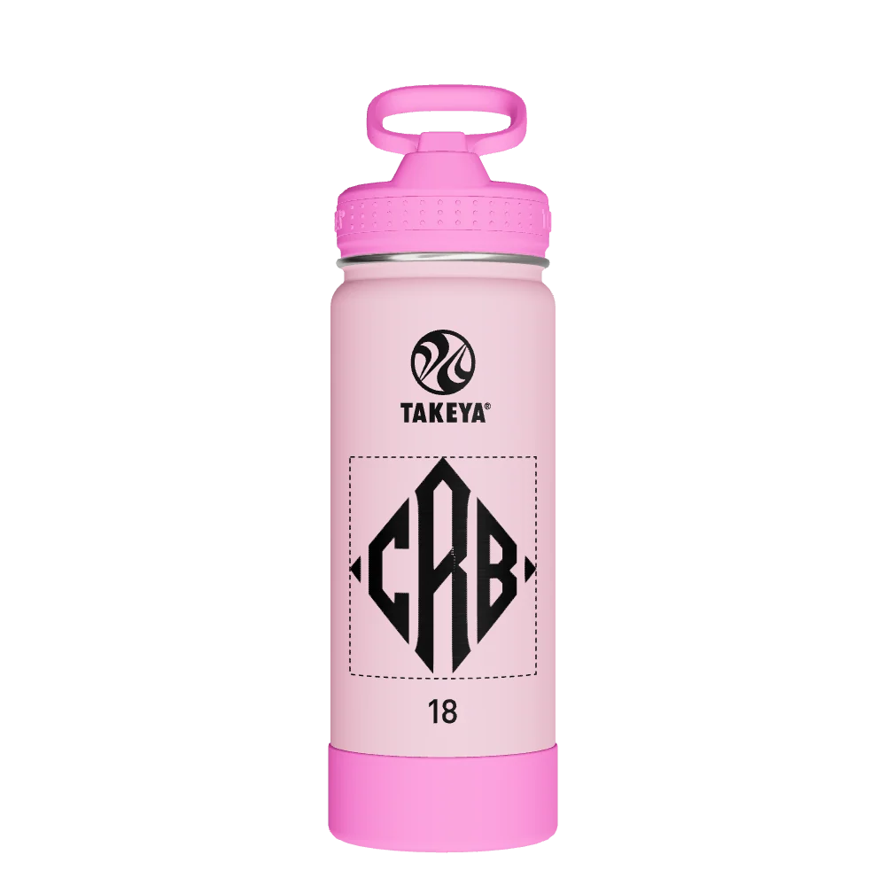 Takeya Actives Kids Glow In The Dark Water Bottle With Straw Lid - 18oz Summer Glow Pink - Model 51076-TAKEYA-ACTIVES-KIDS-GLOW-IN-THE-DARK-WATER-BOTTLE-WITH-STRAW-LID-CUSTOMIZED-17-18OZ-SUMMER-GLOW-PINK