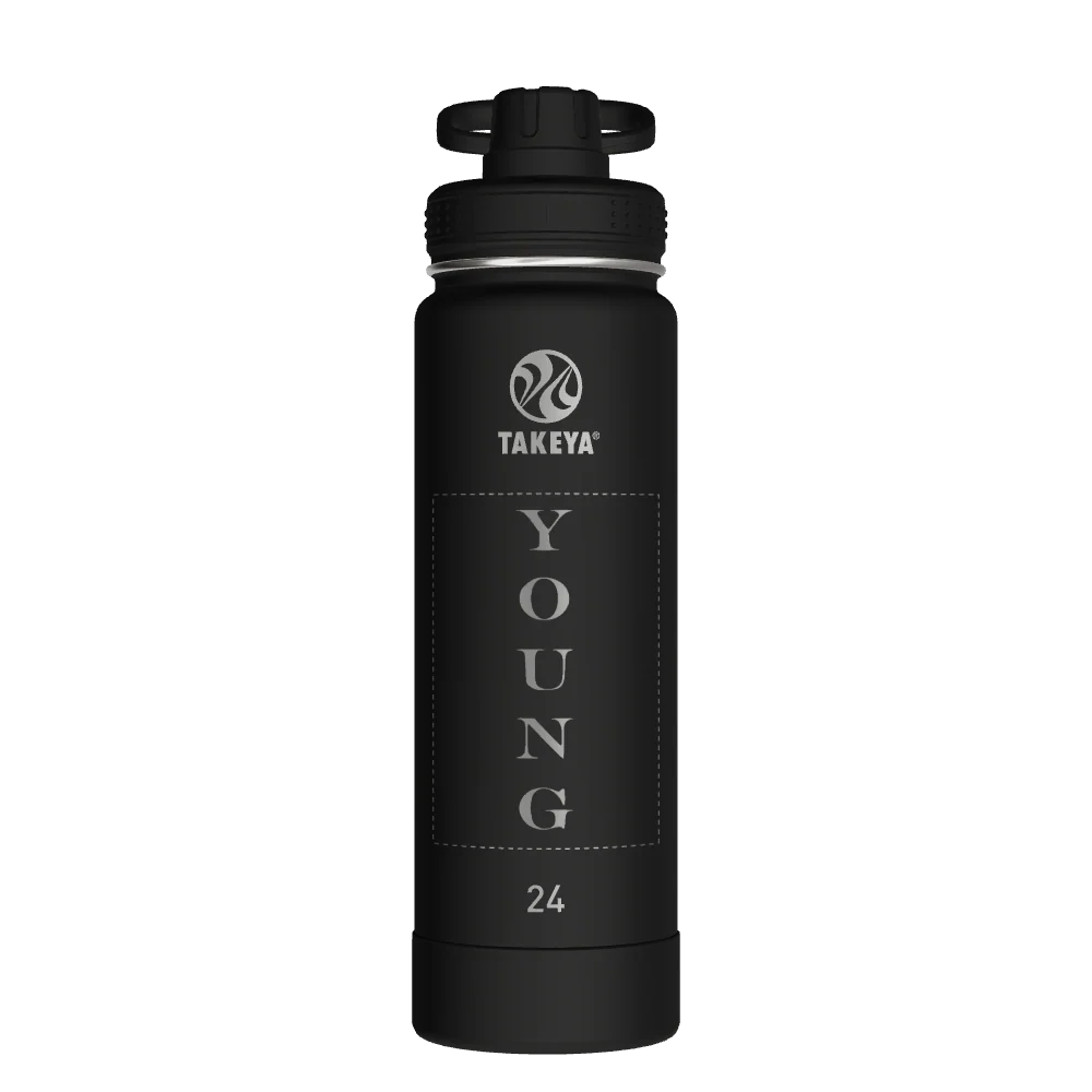 Takeya Actives Water Bottle With Spout Lid - 24oz Onyx - Model 51040-TAKEYA-ACTIVES-WATER-BOTTLE-WITH-SPOUT-LID-CUSTOMIZED-276-24OZ-ONYX