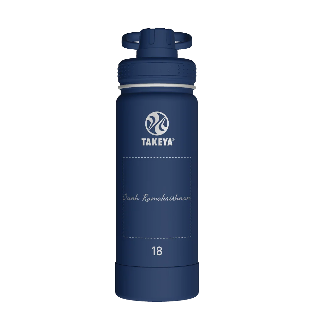 Takeya Actives Water Bottle With Spout Lid - 18oz Midnight - Model 51064-TAKEYA-ACTIVES-WATER-BOTTLE-WITH-SPOUT-LID-CUSTOMIZED-127-18OZ-MIDNIGHT