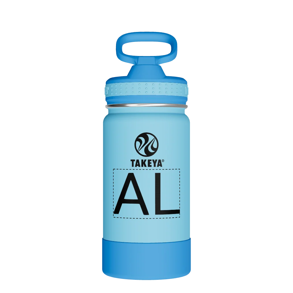 Takeya Actives Kids Water Bottle With Straw Lid - 14oz Atlantic/SailBlue - Model 50314-TAKEYA-ACTIVES-KIDS-WATER-BOTTLE-WITH-STRAW-LID-CUSTOMIZED-45-14OZ-ATLANTIC-SAILBLUE