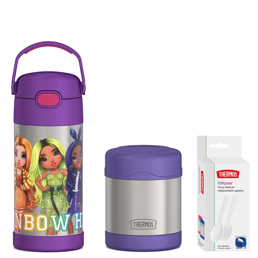 THERMOS 12oz Rainbow High FUNtainer® Water Bottle & 10oz Food Jar Bundle
