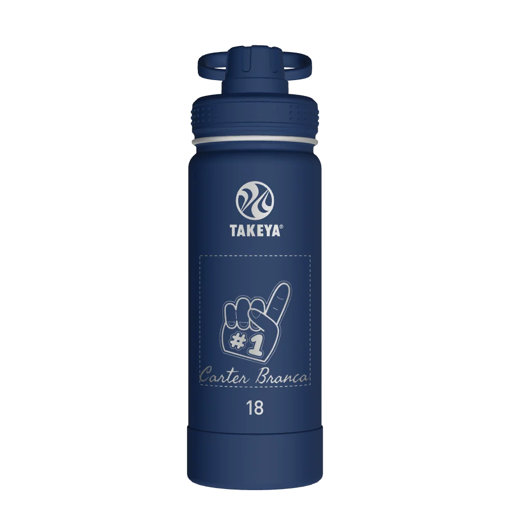 Takeya Actives Water Bottle With Spout Lid - 18oz Midnight - Model 51064-TAKEYA-ACTIVES-WATER-BOTTLE-WITH-SPOUT-LID-CUSTOMIZED-159-18OZ-MIDNIGHT