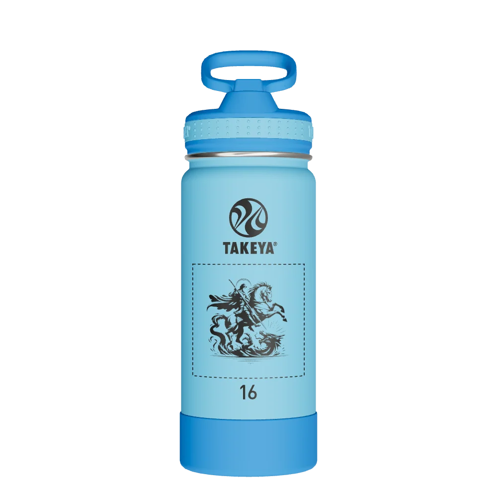 Takeya Actives Kids Water Bottle With Straw Lid - 16oz Atlantic/SailBlue - Model 52401-TAKEYA-ACTIVES-KIDS-WATER-BOTTLE-WITH-STRAW-LID-CUSTOMIZED-99-16OZ-ATLANTIC-SAILBLUE