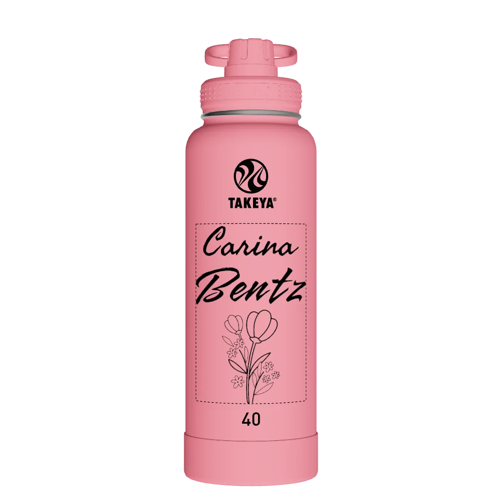 Takeya Actives Water Bottle With Spout Lid - 40oz Pink Mimosa