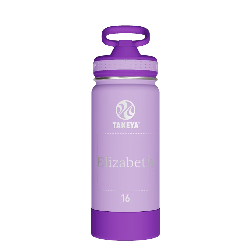 Takeya Actives Kids Water Bottle With Straw Lid - 16oz Lilac/Ultraviolet - Model 52403-TAKEYA-ACTIVES-KIDS-WATER-BOTTLE-WITH-STRAW-LID-CUSTOMIZED-83-16OZ-LILAC-ULTRAVIOLET