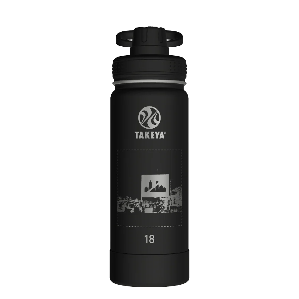 Takeya Actives Water Bottle With Spout Lid - 18oz Onyx - Model 51060-TAKEYA-ACTIVES-WATER-BOTTLE-WITH-SPOUT-LID-CUSTOMIZED-434-18OZ-ONYX