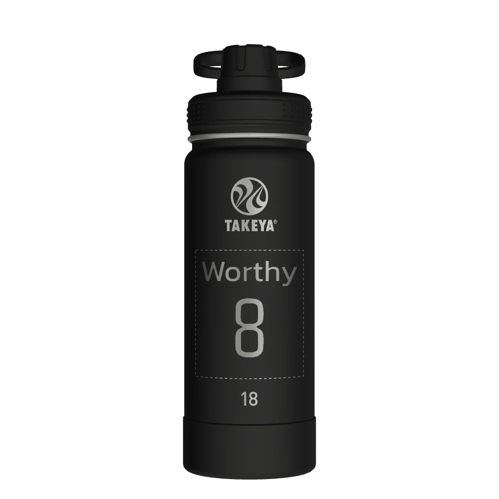 Takeya Actives Water Bottle With Spout Lid - 18oz Onyx - Model 51060-TAKEYA-ACTIVES-WATER-BOTTLE-WITH-SPOUT-LID-CUSTOMIZED-232-18OZ-ONYX