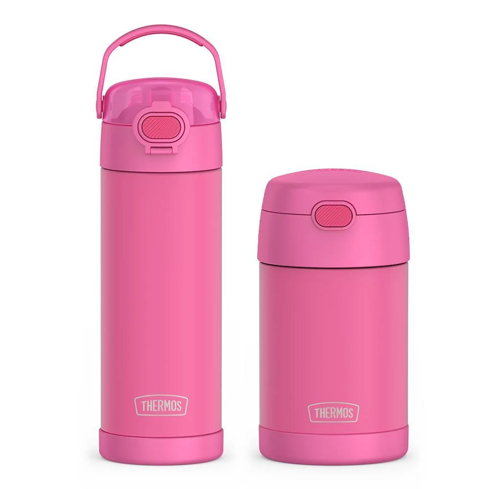THERMOS 16oz FUNtainer® Water Bottle with Locking Lid & Food Jar Bundle - Neon Pink