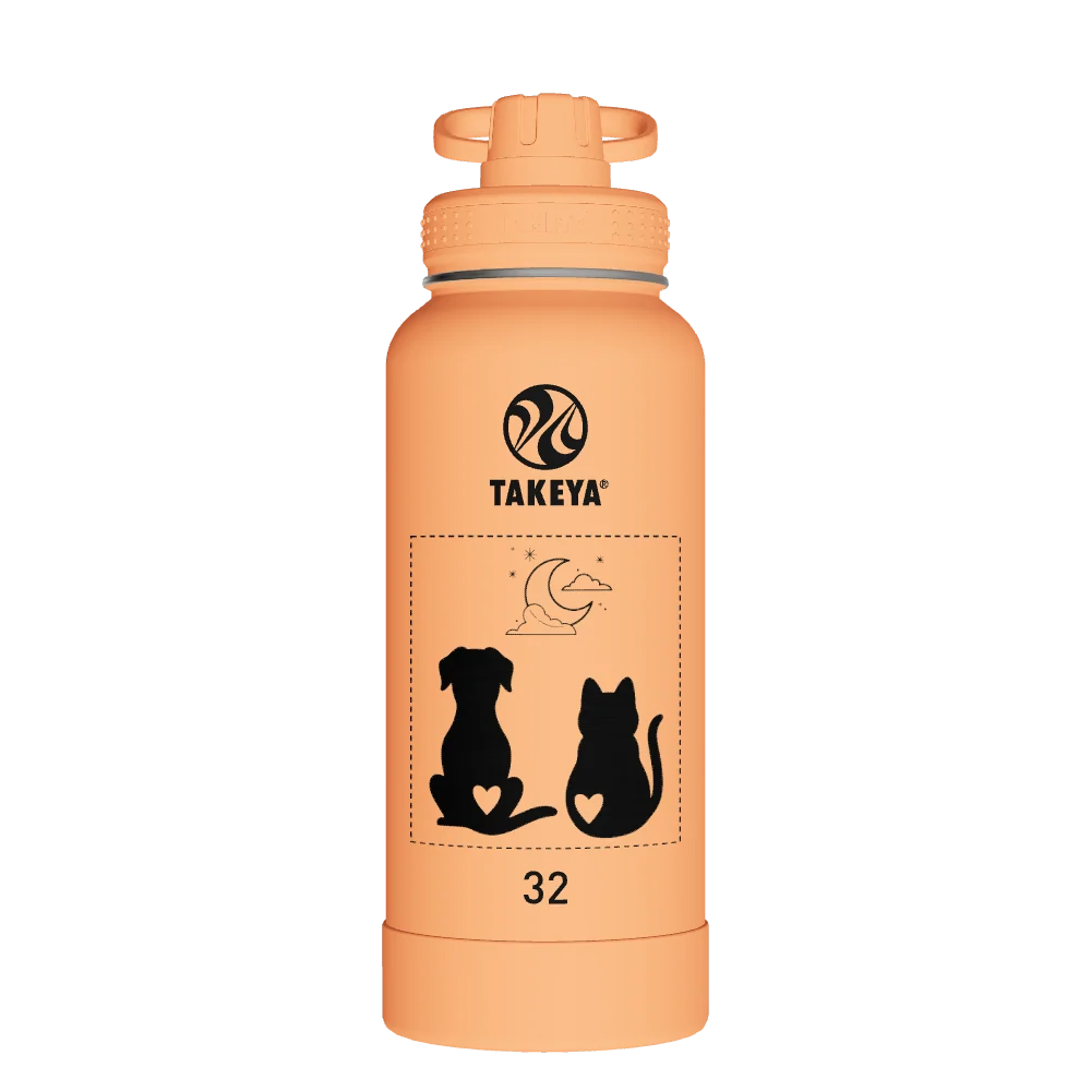 Takeya Actives Water Bottle With Spout Lid - 32oz Tart Orange - Model 51036-TAKEYA-ACTIVES-WATER-BOTTLE-WITH-SPOUT-LID-CUSTOMIZED-76-32OZ-TART-ORANGE