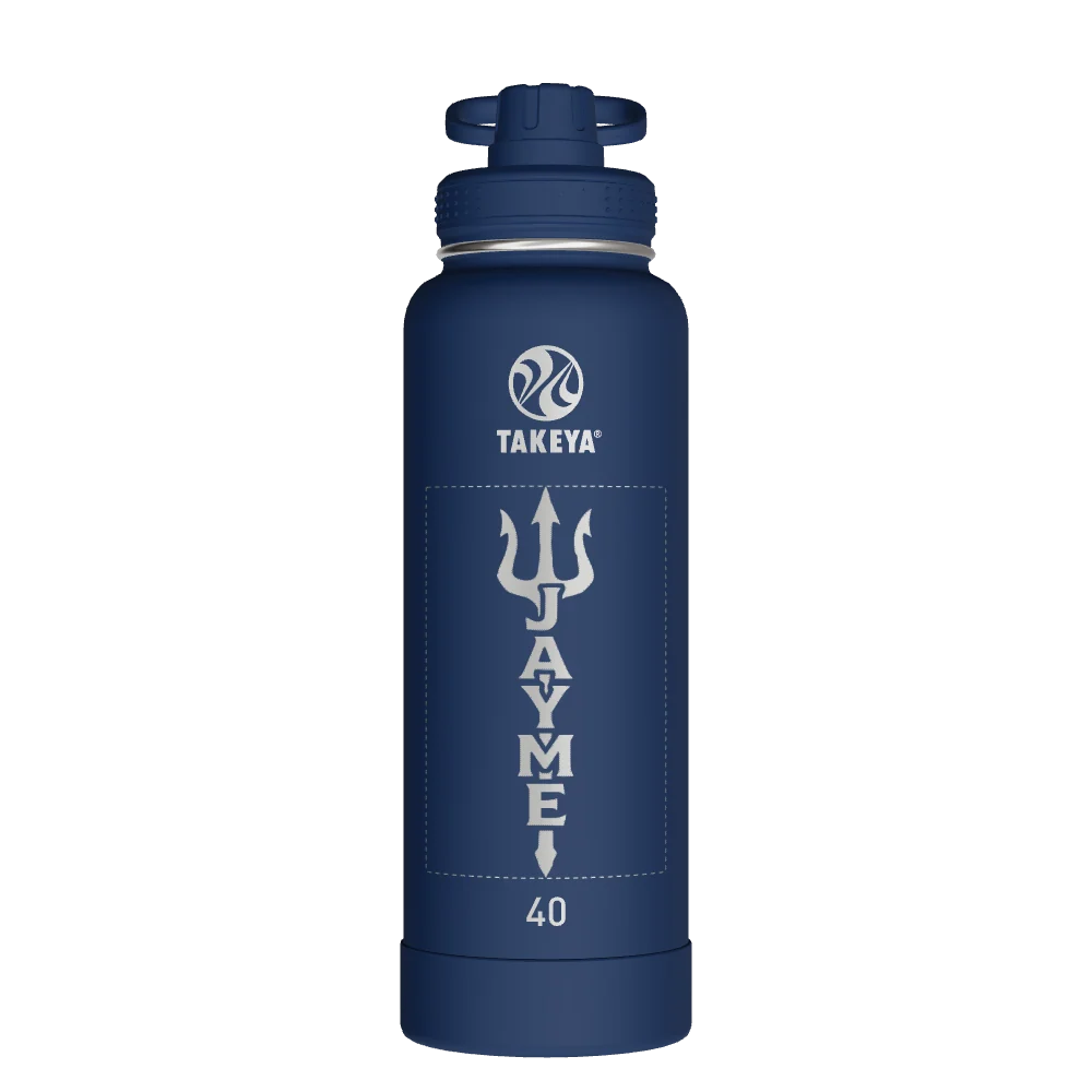 Takeya Actives Water Bottle With Spout Lid - 40oz Midnight - Model 51004-TAKEYA-ACTIVES-WATER-BOTTLE-WITH-SPOUT-LID-CUSTOMIZED-223-40OZ-MIDNIGHT