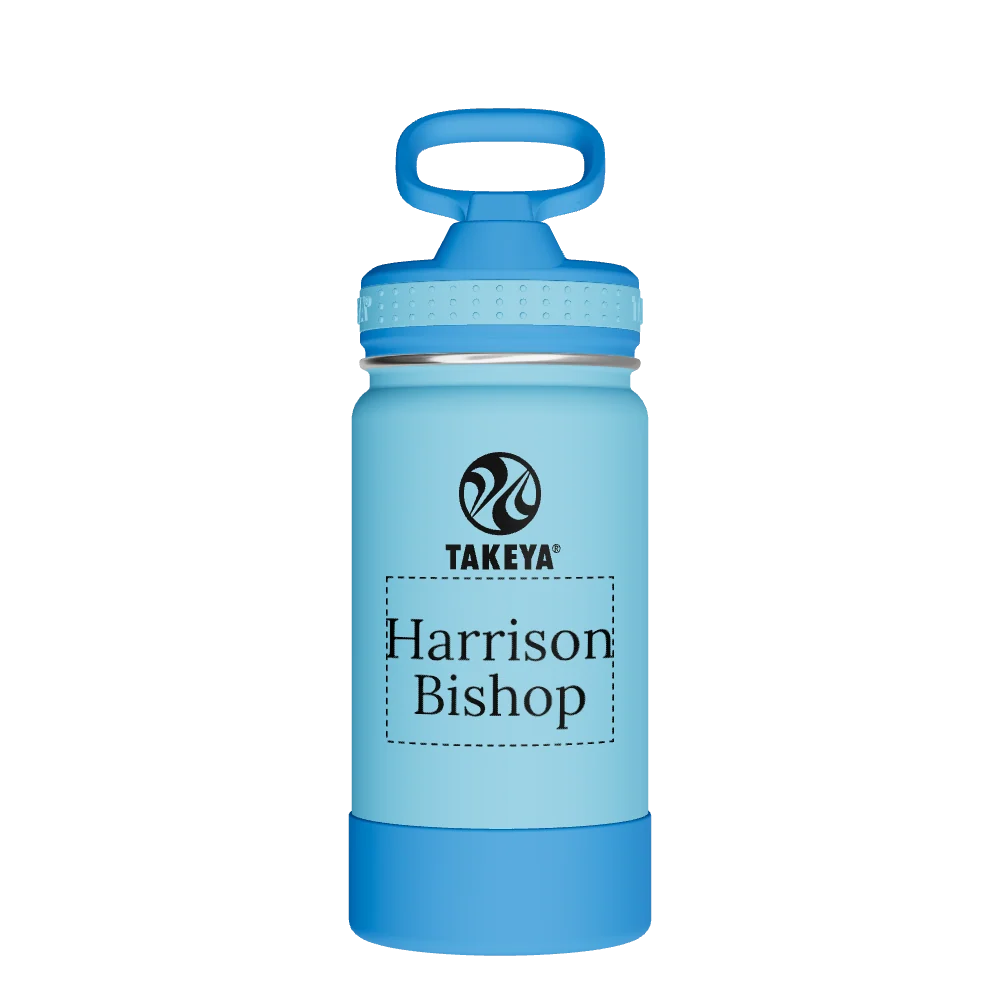 Takeya Actives Kids Water Bottle With Straw Lid - 14oz Atlantic/SailBlue - Model 50314-TAKEYA-ACTIVES-KIDS-WATER-BOTTLE-WITH-STRAW-LID-CUSTOMIZED-84-14OZ-ATLANTIC-SAILBLUE