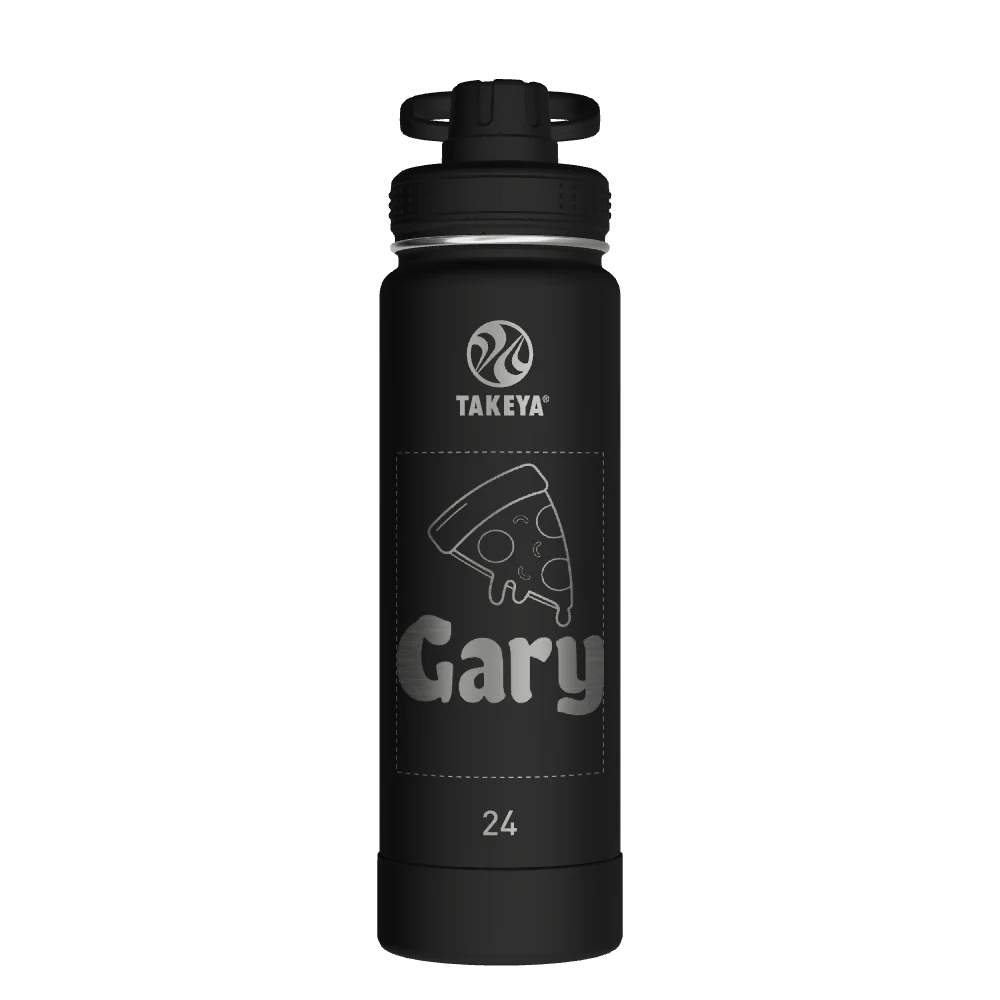 Takeya Actives Water Bottle With Spout Lid - 24oz Onyx - Model 51040-TAKEYA-ACTIVES-WATER-BOTTLE-WITH-SPOUT-LID-CUSTOMIZED-459-24OZ-ONYX