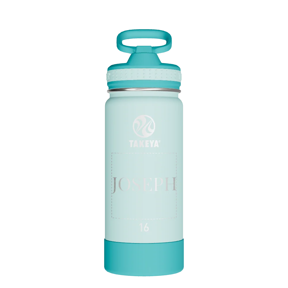 Takeya Actives Kids Water Bottle With Straw Lid - 16oz Surfer/Lagoon - Model 52400-TAKEYA-ACTIVES-KIDS-WATER-BOTTLE-WITH-STRAW-LID-CUSTOMIZED-89-16OZ-SURFER-LAGOON