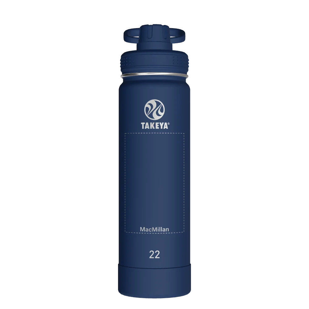Takeya Actives Water Bottle With Spout Lid - 22oz Midnight - Model 50297-TAKEYA-ACTIVES-WATER-BOTTLE-WITH-SPOUT-LID-CUSTOMIZED-203-22OZ-MIDNIGHT